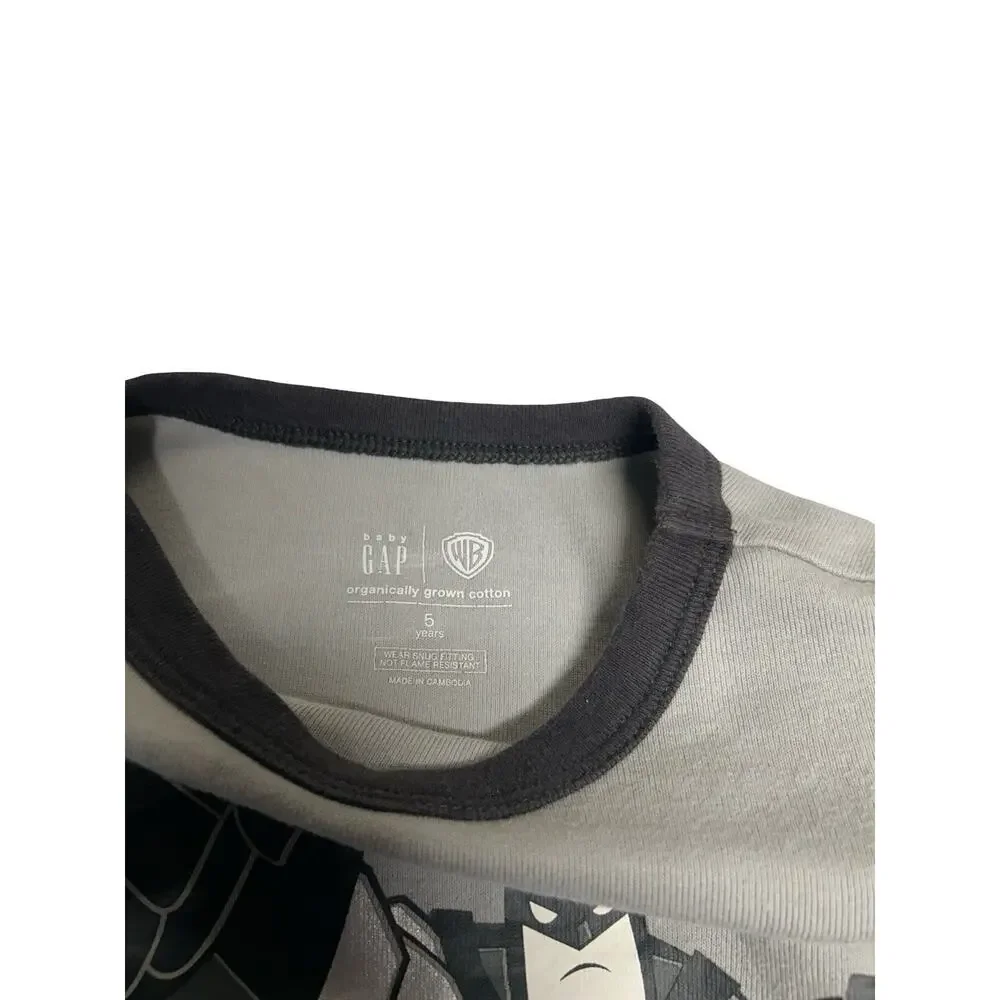 Baby Gap Batman Pajama Top Size 5 Gray Long Sleeve Organic Cotton Shirt